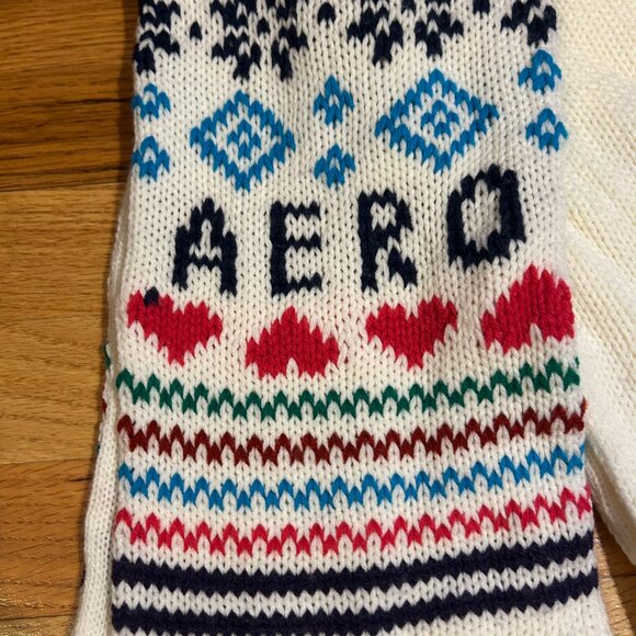 NWOT Womens Juniors Aeropostale Ivory Multicolor Fringed Scarf OS - Picture 4 of 5